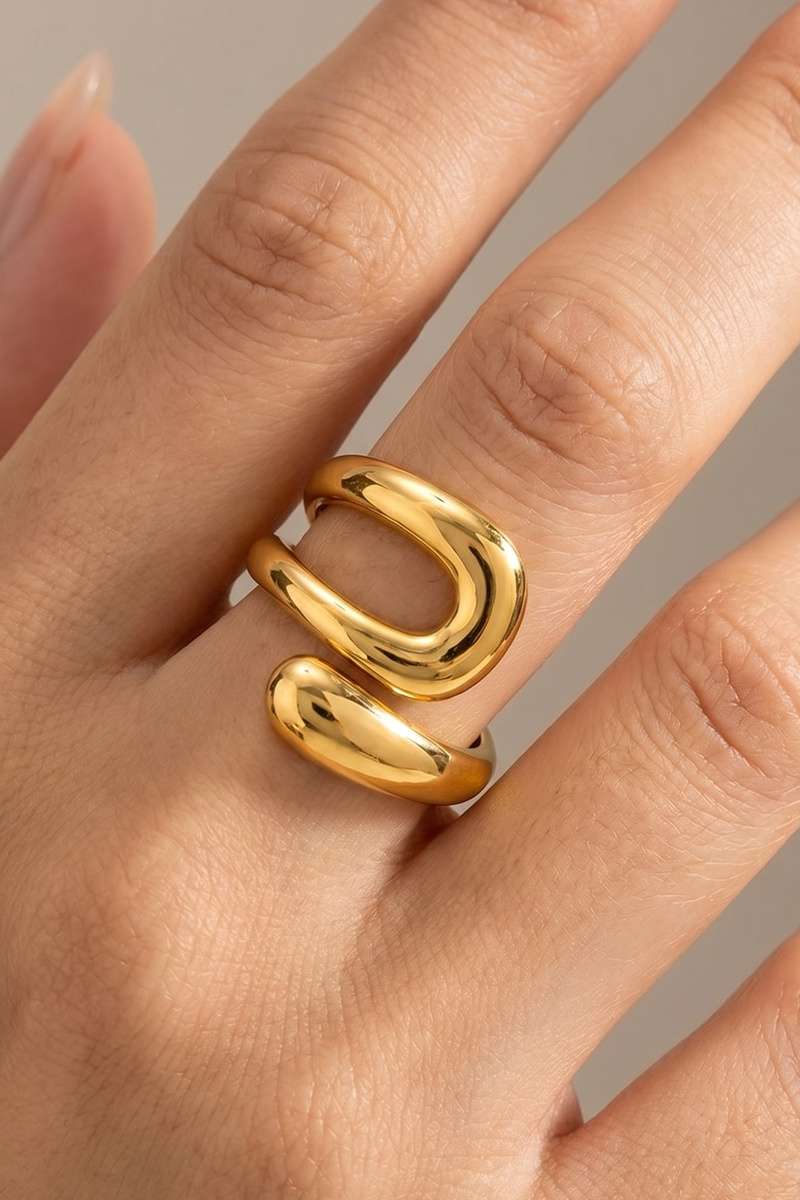 Sculptural Snake Coil Open Bypass Ring