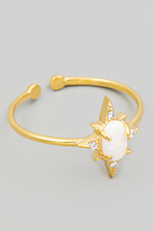 Gold Dipped Opal Star Adjustable Fashion Ring