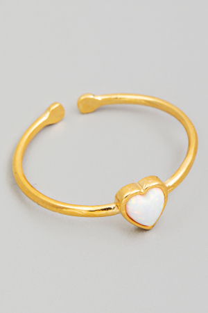 Gold Dipped Opal Heart Adjustable Ring