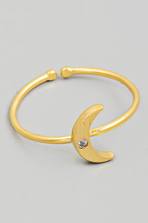 Gold Dipped Crescent Moon Adjustable Ring