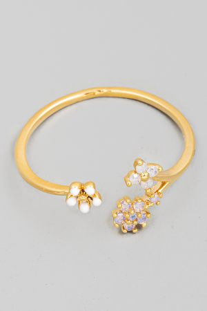 Mini Rhinestone Flower Vine Open Ring