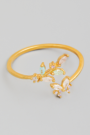 Rhinestone Leaf Twist Ring