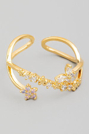 Double Band Twist Flower Butterfly Ring