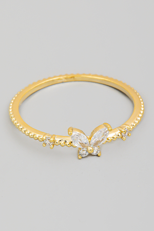 Delicate Rhinestone Butterfly Fashion Ring