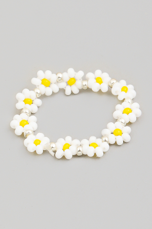 Mini Daisy Flower Beaded Elastic Ring