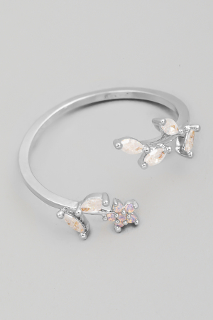 Oval Cubic Zirconia Fern Open Band Ring