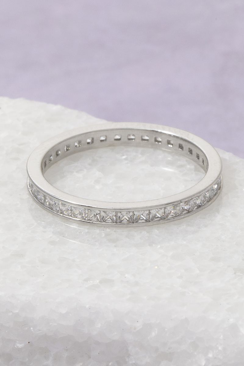 Cz Princess Cut Channel Eternity Band Ring