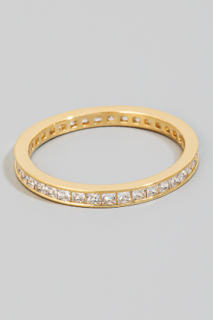 Gold Dipped Pave Flat Metallic Band Ring