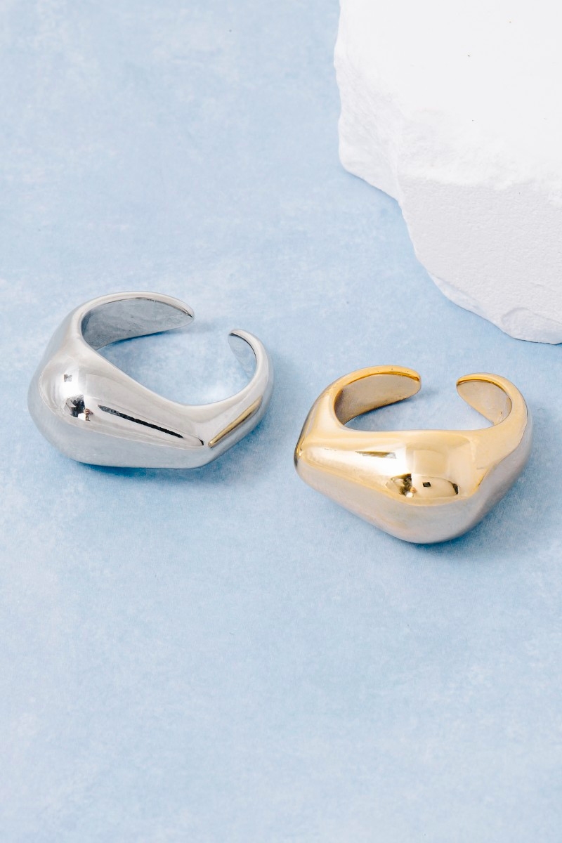 Gold Dipped Metallic Fashion Stretch Ring