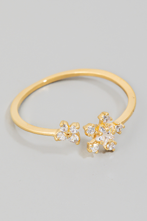Rhinestone Flower Star Open Ring