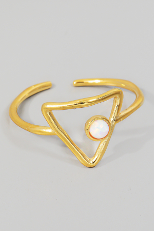 Gold Dipped Gold Dipped Triangle And Opal Open Band Ring