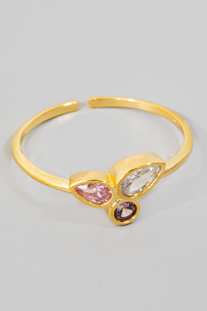 Cz Tear Studded Band Ring