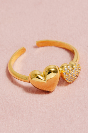 Gold Dipped Gold Dipped And Pave Heart Open Band Ring