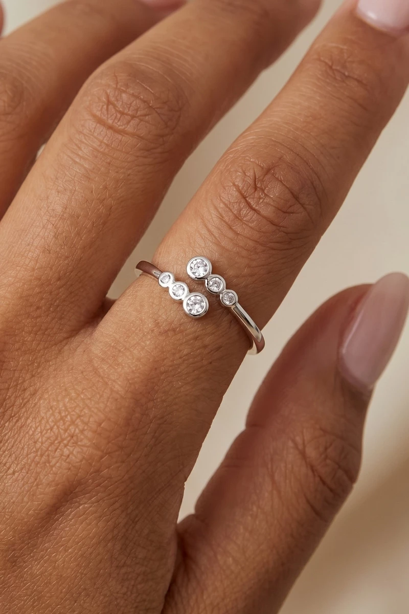 Bezel Cz Cluster Open Bypass Ring