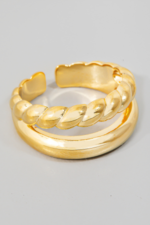 Gold Dipped Croissant Layered Open Band Ring