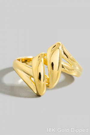 Gold Dipped Intricate Layered Open Metallic Band Ring