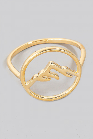 Metallic Mountain Scene Band Ring