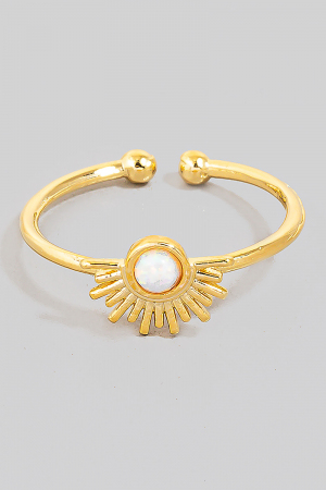 Gold Dipped Sunshine Opal Stud Open Band Ring