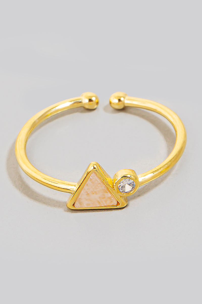 Gold Dipped Triangle And Cz Stud Open Band Ring