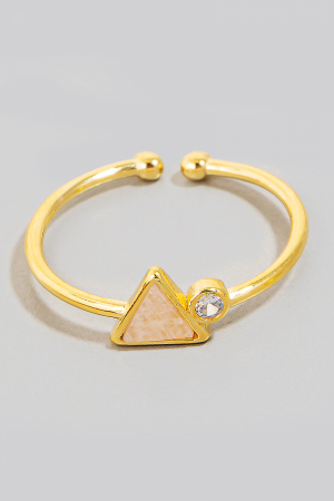 Gold Dipped Gold Dipped Gemstone Triangle And Cz Stud Open Band Ring