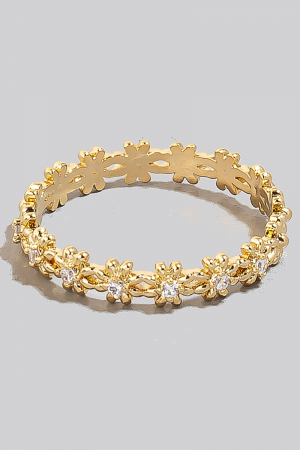 Metallic Mini Flowers Station Band Ring