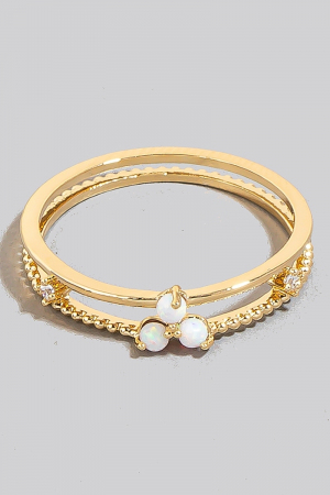 Mini Triple Opal Studded Layered Band Ring