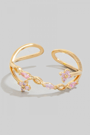 Intricate Cz Mini Flowers Open Band Ring