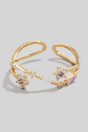 Double Cz Pave Layered Open Band Ring