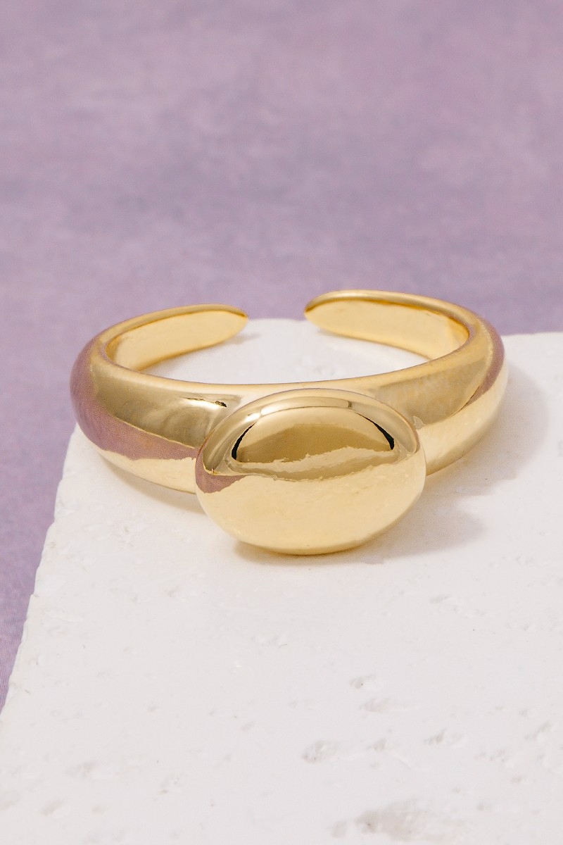 Gold Dipped Metallic False Gem Open Band Ring