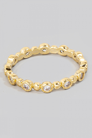 Mini Round Rhinestone Station Band Ring