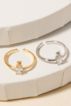 Cz Pineapple Stud Open Band Ring