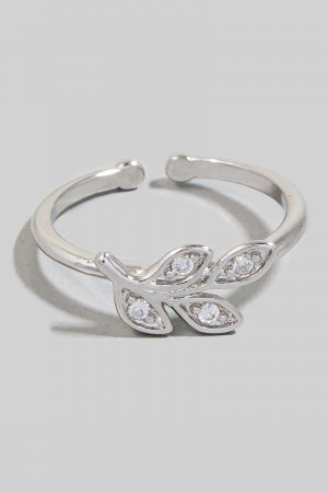 Gold Dipped Cz Leaves Open Band Ring