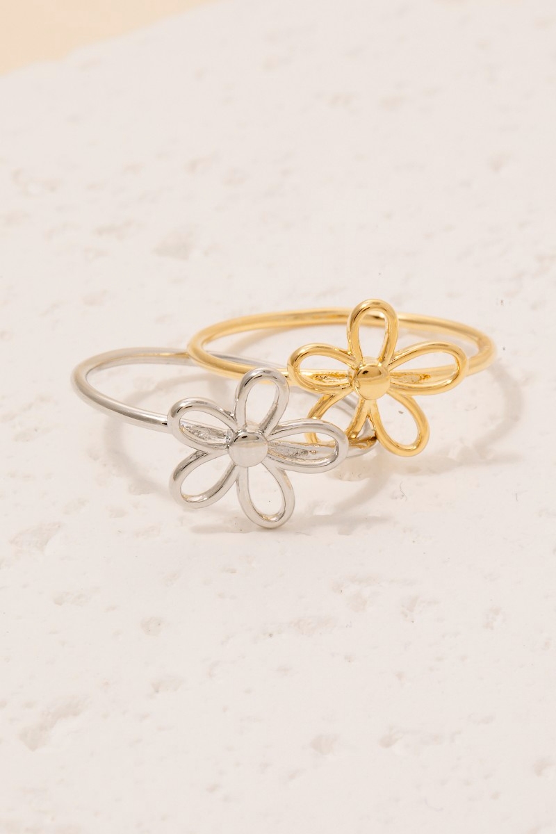 Wire Flower Dainty Band Ring
