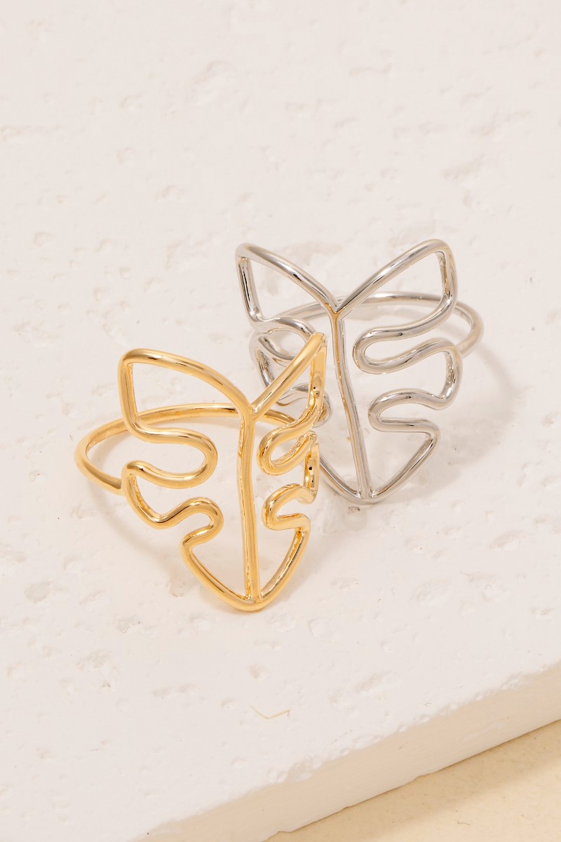 Wire Monstera Leaf Dainty Band Ring