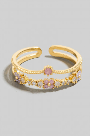 Layered Mixed Cz Dainty Band Ring