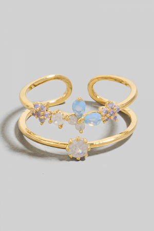 Cz Butterfly Layered Open Band Ring