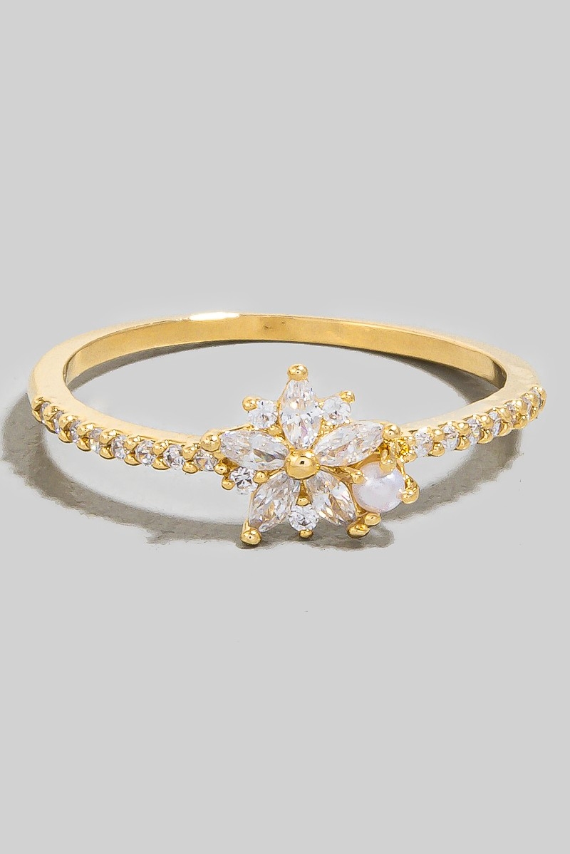 Cz Cluster Flower Band Ring