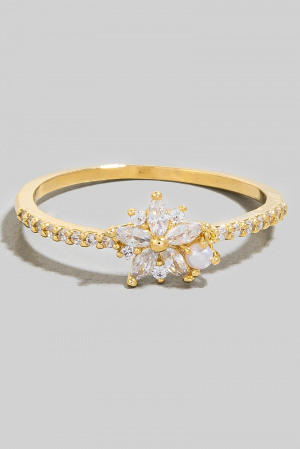 Cz Cluster Flower Band Ring