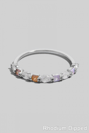 Cz Oval And Square Row Band Ring