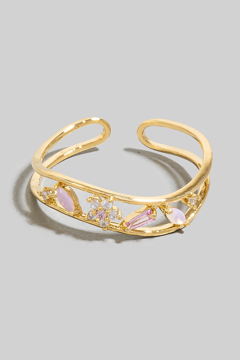 Assorted Cz & Flower Open Band Ring