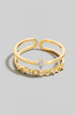 Cz Flowers And Hearts Open Band Ring