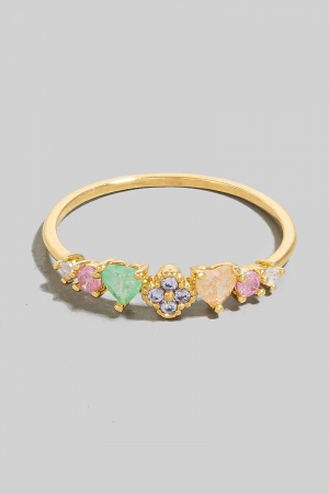 Cz Heart And Clover Dainty Band Ring