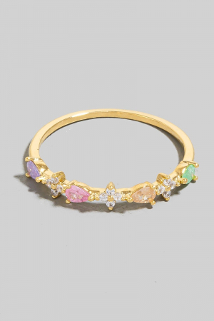 Cz Tear And Clover Dainty Band Ring