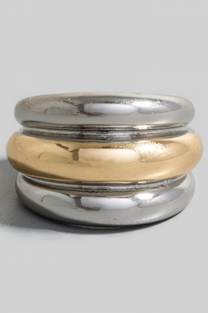 Two Tone Layered Metallic Band Ring