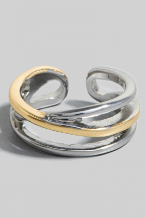 Two Tone Layered Open Band Ring