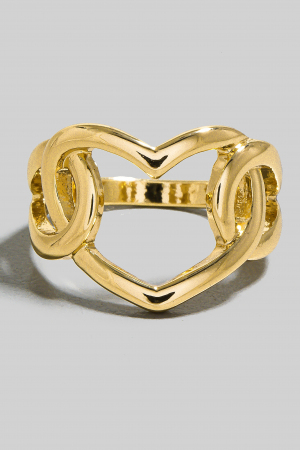 Metallic Heart Link Band Ring