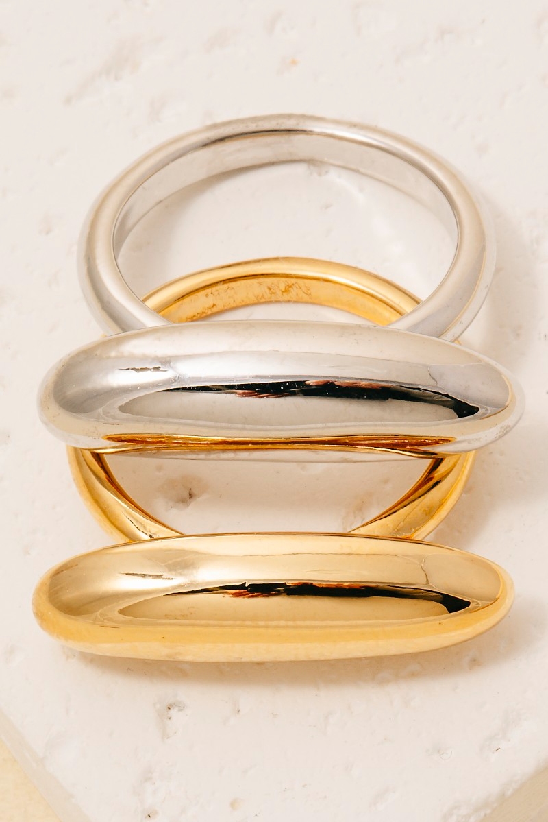 Gold Dipped Long Oval Top Band Ring