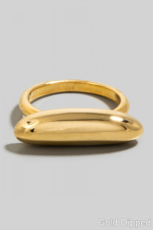 Gold Dipped Long Oval Top Band Ring