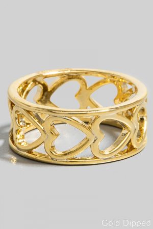 Gold Dipped Wide Heart Station Band Ring