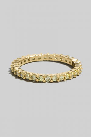 Gold Dipped Yellow Cz Station Band Ring